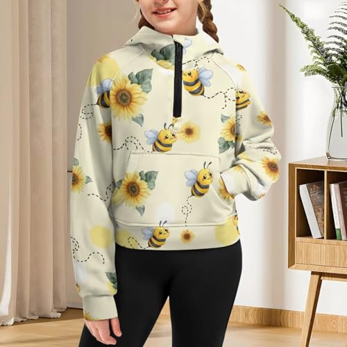 Girls Half Sweatshirt Long Sleeve Girls' Fashion Hoodies & Sweatshirts Athletic Top with Pockets Soft Comfy Tops4