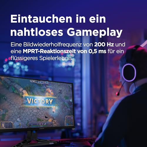 Lenovo Legion R27qe Gen 2 | 27" QHD WLED Gaming Monitor | 2560x1440 | 16:9 | 200 Hz | IPS-Panel | 0.5ms Reaktionszeit | HDMI | DisplayPort | TÜV Eye Comfort Schutz | Raven schwarz | 5.9 kg – Bild 6