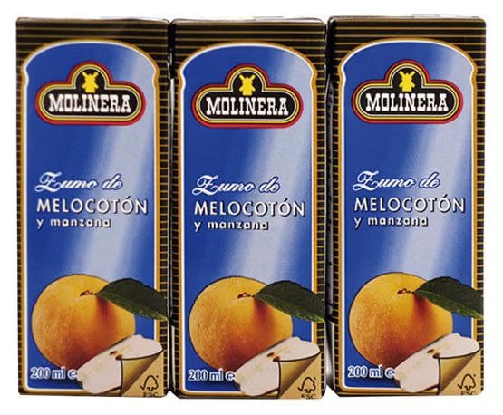 Molinera Pfirsich & Apfel Saft, 48 Mini-Getränkekartons, 2 Kartons à 24 Stück