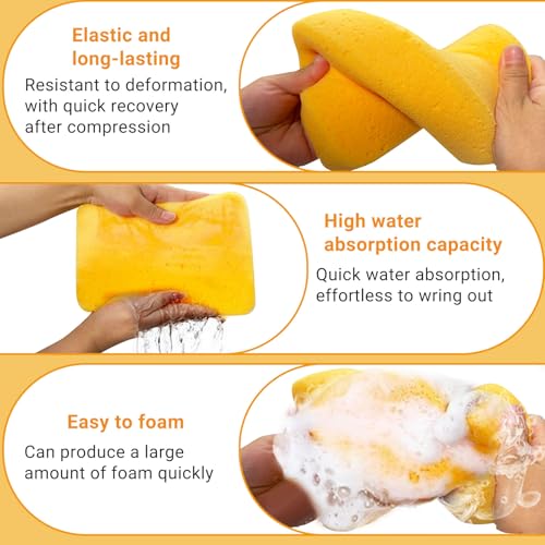 Image of 30 Pcs Large Sponges Bulk 7.5 x 5.5 x 1.9 Inch Yellow Grouting Sponge Non-Scratch Scrubber Car Wash Thick Heavy Duty Scrub Sponges Multifunctional Sponge for Cleaning Dishes Car Tile Crafts Supplies