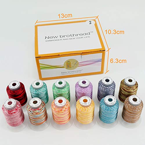 New Brothread 12 Colors Variegated Polyester Embroidery Machine Thread Kit 500M (550Y) Each Spool For Brother Janome Babylock Singer Pfaff Bernina Husqvaran Embroidery And Sewing Machines-Assortment2 #TOP1