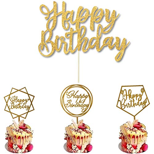 4 Pack Happy Birthday Cake Topper Acrylic, Birthday Cake Topper Birthday Decorations,1st First Happy Birthday