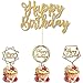 4 Pack Happy Birthday Cake Topper Acrylic, Birthday Cake Topper Birthday Decorations,1st First Happy Birthday Cupcake Topper, Glitter Gold Decoration