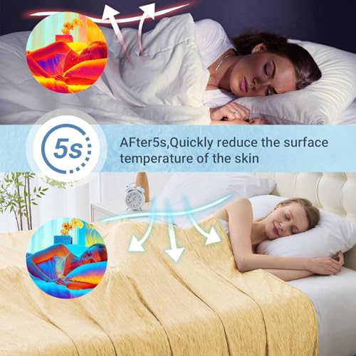 Image of Cooling Blanket King Size, Cooling Blankets for Hot Sleepers, Absorbs Heat to Keep Body Cool for Summer Nights Sweats, Cold Blanket for Bed Couch Sofa, Ice Blanket 90x108 Inches, Khaki