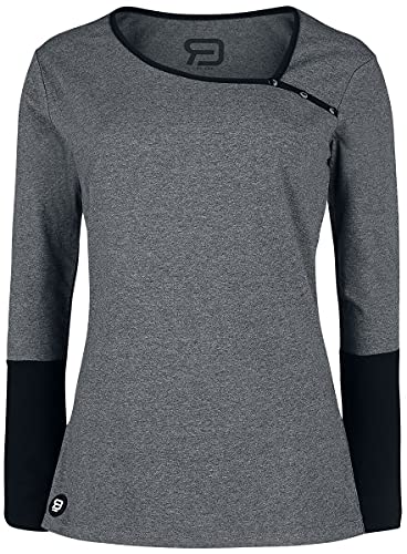 R.E.D. by EMP Camiseta Gris Manga Larga con Botones y Mangas Negras Mujer Camiseta Manga Larga Gris M Cover