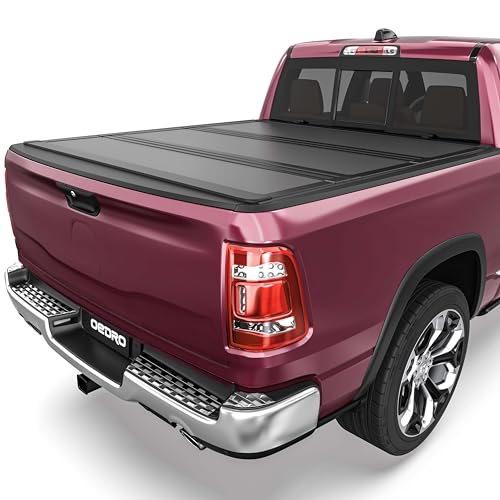 OEDRO Low-Profile Hard Tri-Fold Tonneau Cover Fit for Dodge Ram 1500 2009-2024 Classic, Fit for Dodge Ram 2500 3500 2010-2026 6.4ft Bed Without Rambox, One-Handed Quick Release, Drainage Design
