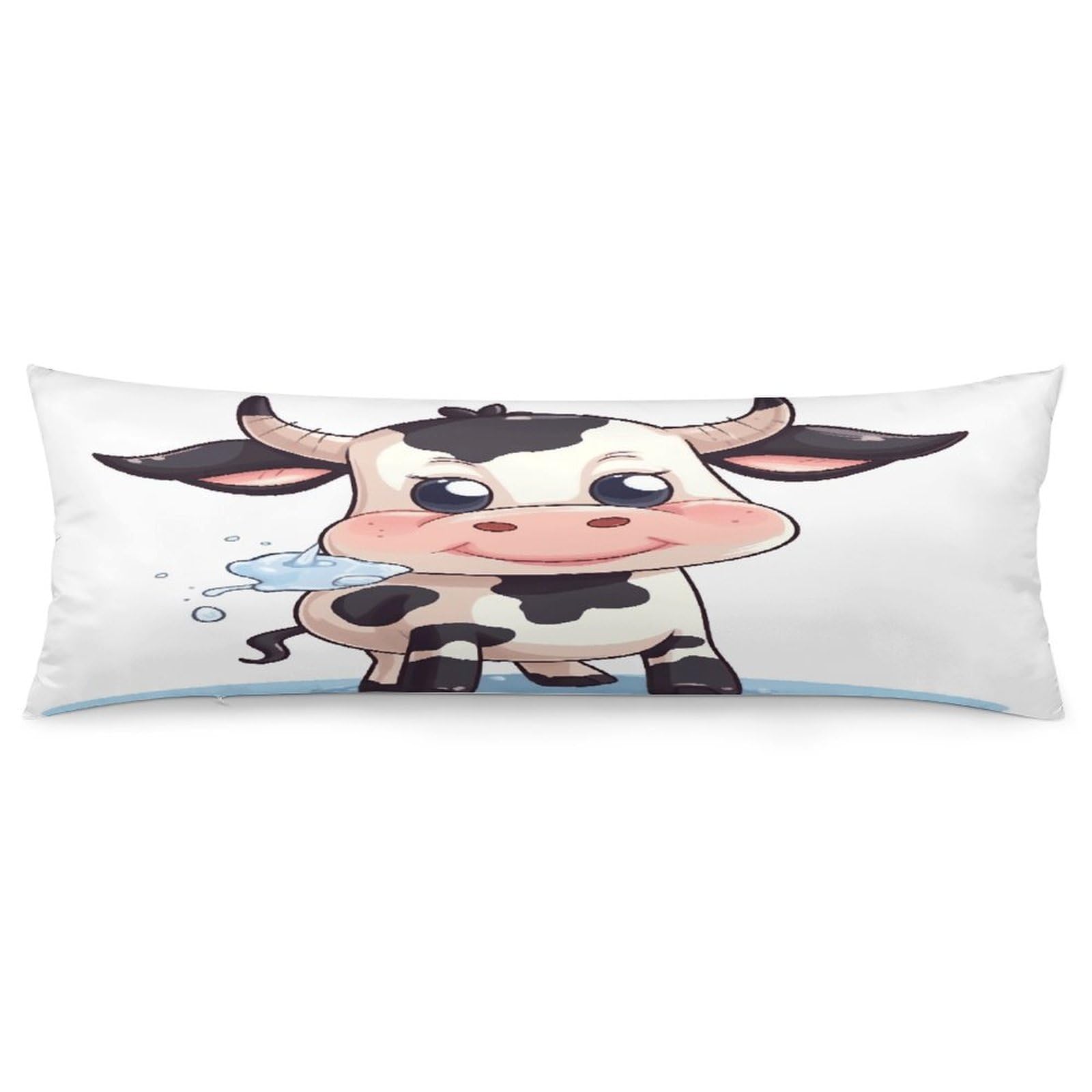 Cartoon Milk Cow Body Pillow Cover Luxury Long Body Pillow Pillowcase with Hidden Zipper Breathable Soft Cozy Pillow Case Wrinkle Fade Resistant Pillowcase 20''×54''