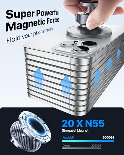 Image of andobil 3rd Gen Tesla Phone Mount 【Upgrade Adhesive & Upgrade Stongest Magnet】 Phone Holder for Tesla New Model Y Juniper Model 3, 360 Adjustable Tesla Phone Holder fits iPhone 17 16 15 14 Pro Max