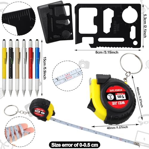 Image of 264 Pcs Mini Screwdriver Tape Keychain Set Multitool Pen Card Father's Gifts Bulk Mini Tool Set for Adult Men Dad (Multicolor)