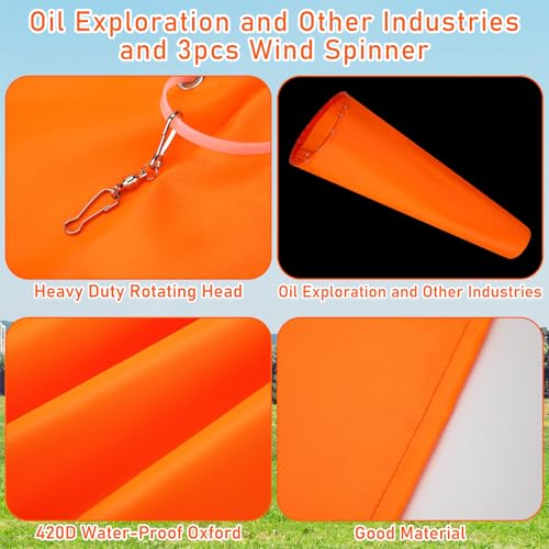 Image of Shimeyao 1 Pcs 18 x 60 Inches Heavy-Duty 420d Nylon Windsock UV & Weather Resistant Wind Sock for Outside with Dual Swivel Clips for Airport Runway, Helipad, and Industrial Sites