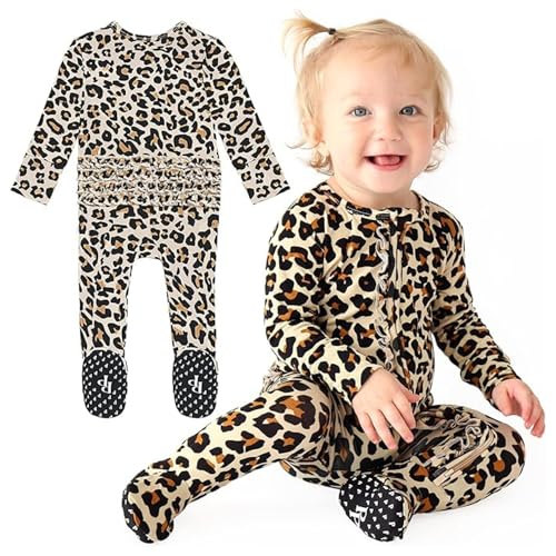 Image of Posh Peanut Baby Girl Sleepers - Viscose from Bamboo Baby Pajamas & 2 Way Zipper Sleepers - Ruffled Baby Clothes for Girls