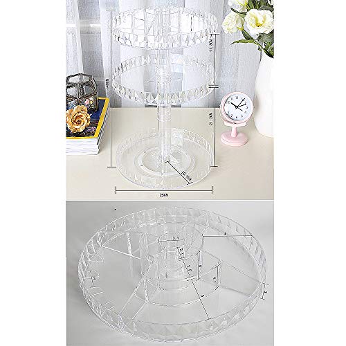 TRIXES Make Up Organiser - 360 Grad Kosmetik Organiser - 3-stöckiger, klarer Acrylständer - Drehbares Display mit… – Bild 5