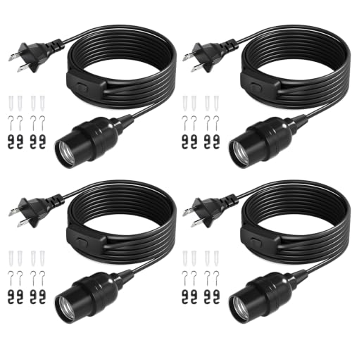DiCUNO Pendant Light Cord, for Hanging Paper Lantern, 13 Ft, Black, 4-Pack