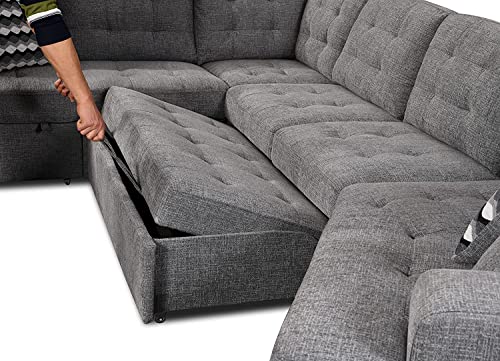 149" Convertible U-Shaped Modular Sectional Sofa With Pull Out Sleeper Couch Bed And Extra Wide Chaise Lounge,Oversized Upholstered Tufted Cushion King Size Sofá&Couches For Living Room Large Space #TOP7