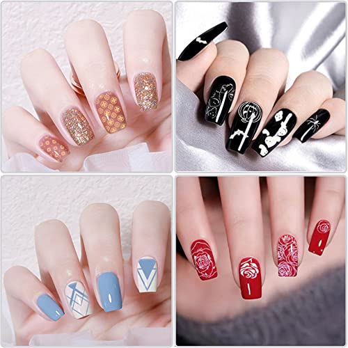 Nail Stamper Kit 8 Colors Nail Stamping Polish10Pcs Nail Stamping Plates Nail Stamper Kit Storge Bag Soak Off Uv Led Gel Stamping Polish Nail Painting Polish Nail Design Stamper Plates #TOP3