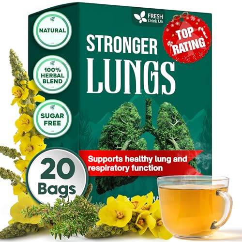 FreshDrinkUS, Premium Stronger Lung Detox Tea Bags for Smokers & Cleanse Support – Special Blend with Peppermint, Licorice Root, Ginger & Herbal Respiratory Blend – Natural Herbal Tea Support Breathing & Throat Comfort- Supports Lung Cleanse, Congestion Relief & Mucus Detox