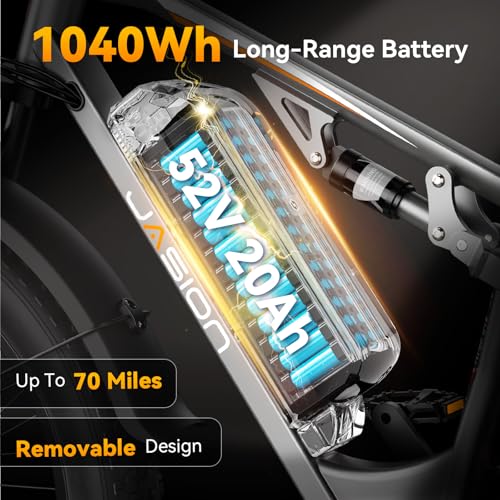 Image of Jasion EB5 MAX /Ultra Electric Bike for Adults with 2000W /2500W Peak Motor, 48V 15Ah (720Wh) /52V 20Ah Battery Electric Mountain Bike, 26'' x 4'' Fat Tire Ebike, 28+MPH Speed, Cruise Control