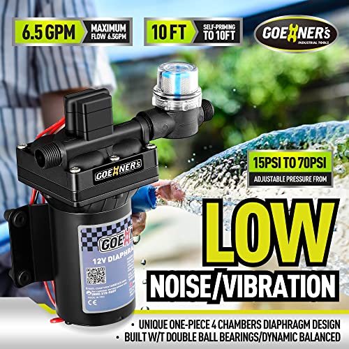 [Upgraded Version] Rv Fresh Water Pump, 12V Dc Water Pump, 6.5Gpm 70Psi Self-Priming Diaphragm Water Pump With Pressure Switch And Strainer For Rv, Marine, Yacht, Caravan #TOP1