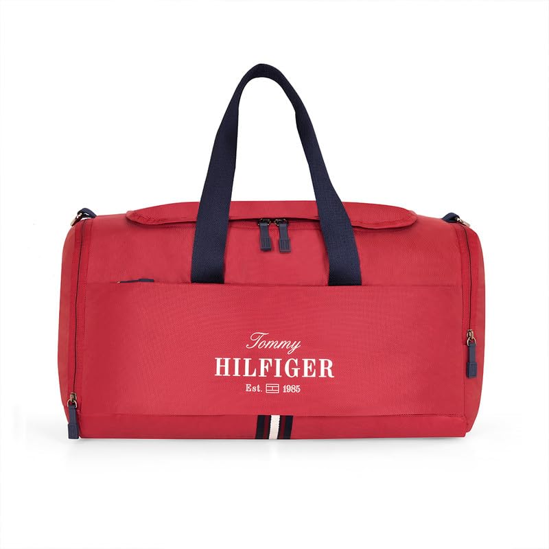 tommy hilfiger Unisex Duffel Bag Capshaw - Burgundy | Topography Print | 29L Capacity | Trendy Gym Bag for Men & Women | Organised Duffle Bag | Stylish and Fashionable Bag-picture-48