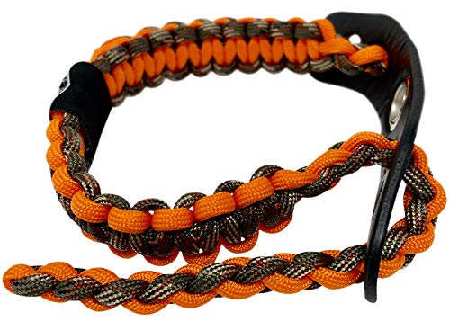 Ten Point Gear Bow Archery Wrist Sling 550 Paracord - Survival Hunting Shooting - Durable Leather with Metal Grommet (Multiple Camo Options) (Blaze Camo)