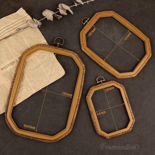 Image of Framendino, 3 Pack Imitation Wood Embroidery Hoops Cross Stitch Craft Hoop Frame for Home Decoration 3 Sizes