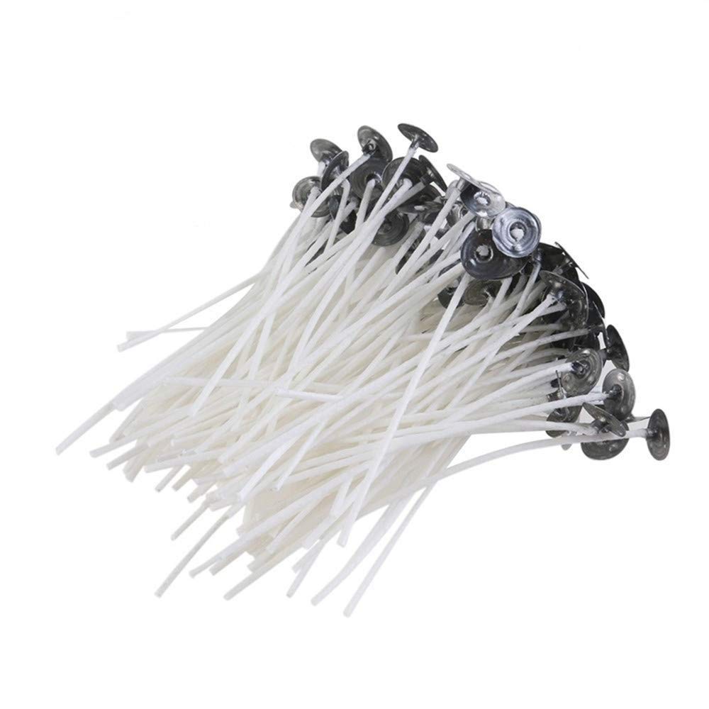 Buy 100 pcs Candle Wicks with Metal Base Holder 20cm Natural Cotton Wax