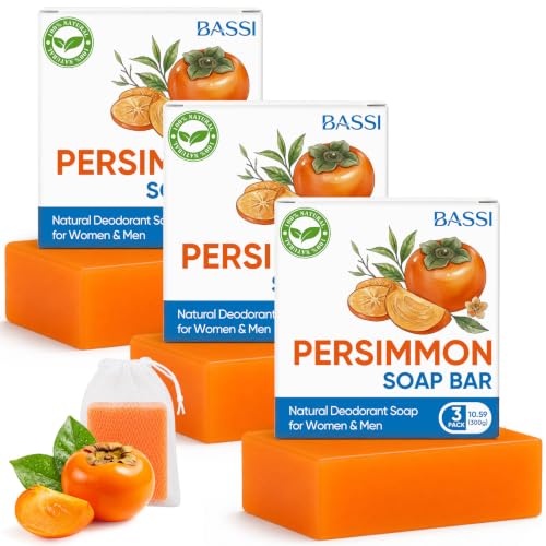 Image of 3 PCS Persimmon Soap Bar for Body Odor Control, Natural Deodorant Bar Soap | Deep Cleansing & Deodorizing Body Wash for Old People Smell, Effectively Remove Body Odor for All Skin Types, Women & Men
