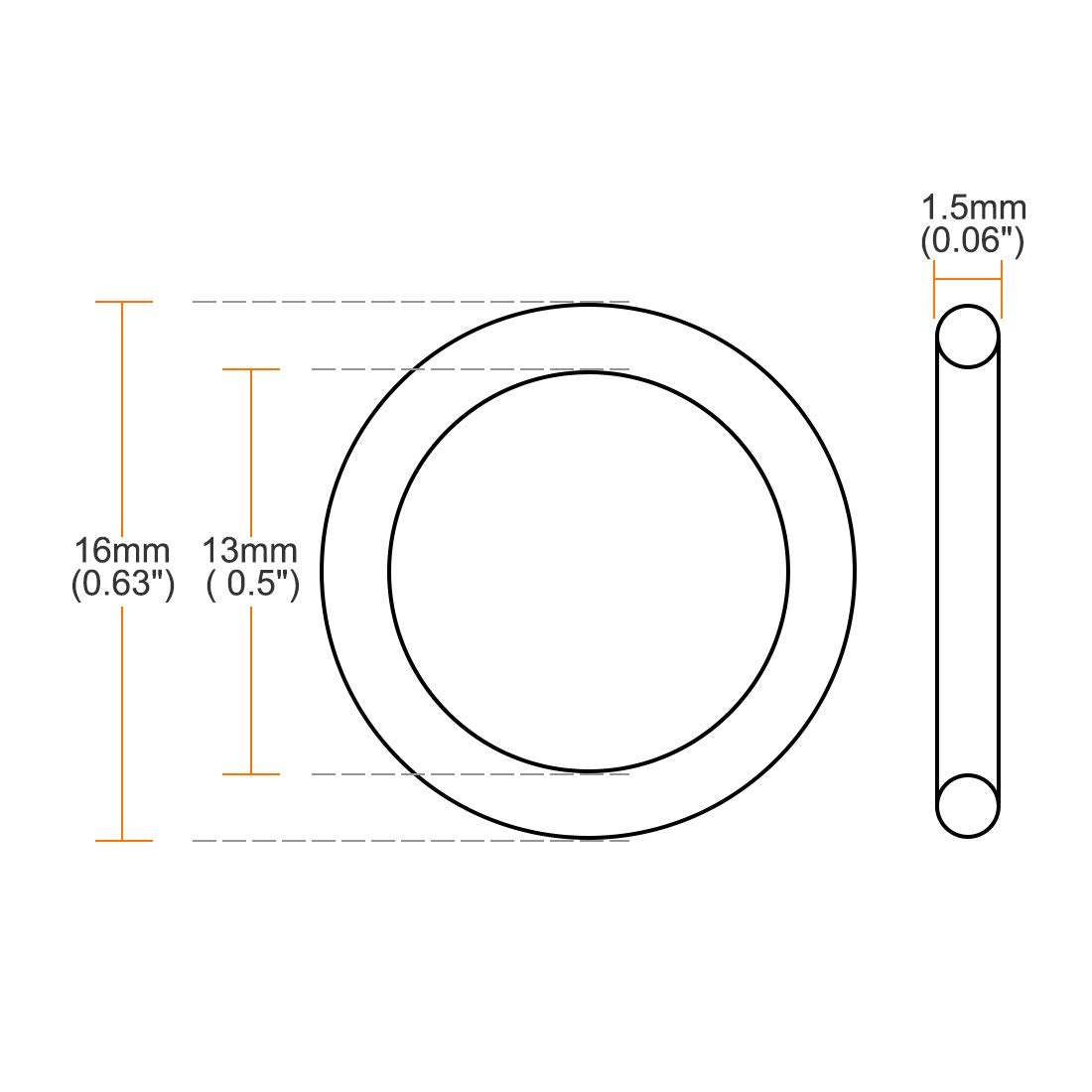 Uxcell FKM Fluorine Rubber O-Rings, 16mm OD 12mm ID 2mm Width, Pack Of 10 - Heat & Oil Resistant Seals For Plumbing, Machinery