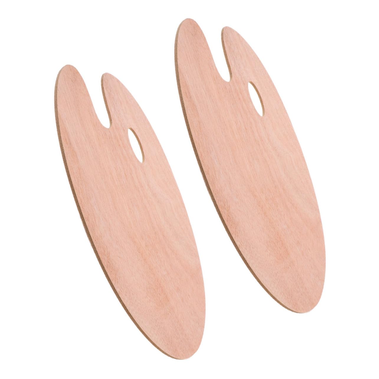 Sewroro 2stücke Holzpalette Oval für Malen Mischen von Ölfarben und Aquarell Malpalette mit Daumenloch für Künstler und Bastelprojekte