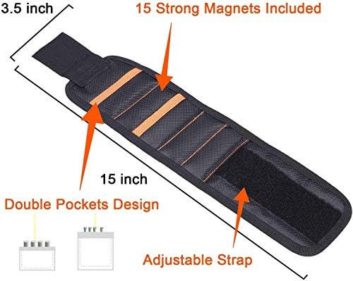 KND Gadgets for Men Magnetic Wristband 15 Powerful Magnets, Gift for Men DIY Tool Belt for Holding Screws, Nails, Bolts and Small Tools, Perfect for Boyfriend Men Dad Birthday Christmas Gift