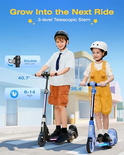 Image of ECOROAD 2-in-1 Kids Electric Scooter EK8,200W Motor & 9 Miles Range,Up to 10 MPH,Dual Brake System,Bluetooth Music & Foldable & Adjustable Height, for Kids Ages 6-12(Black)