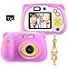 Cámara para Niños con Tarjeta TF,Cámara Digitale Selfie para Niños,Video Cámara Infantil con Pantalla de 2 Pulgadas,HD 1200 MP/1080P Doble Objetivo,a Prueba de Golpes,Carcasa de Silicona(Rosa)