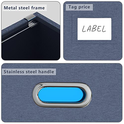 Dywmm File Folder Organizer - Set Of 2 Collapsible Decorative Linen Filing Storage Hanging File Box With Lids Office File Cabinet For Space Saving (14X9.3X10.9 Inch) (Navy Blue) #TOP3