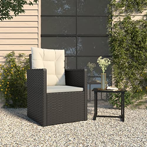 Homgoday Loungesessel, Gartensessel mit schwarzen Kissen aus Polyrattan, Loungesessel, Sessel, Relaxsessel, Sessel für Schlafzimmer