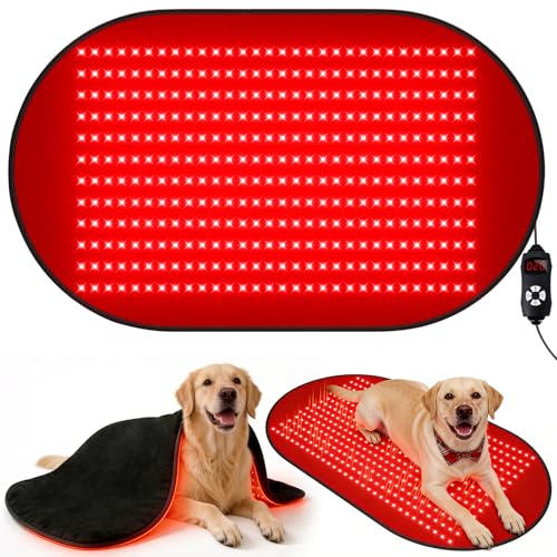 Red Light Therapy Mat for Dogs 23.6 x 39.4 Inches Pet Light Therapy Mat 360 LED Beads 660nm & 880nm Light Timer and Controller for Dog Back Waist Legs