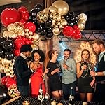 147pcs Red Black Gold Balloons Arch kit, 18 12 10 5 inch Red Black and Gold Balloons Garland for Anniversary Casino Night Hollywood New Years Movie Night Birthday Decorations - Image 5