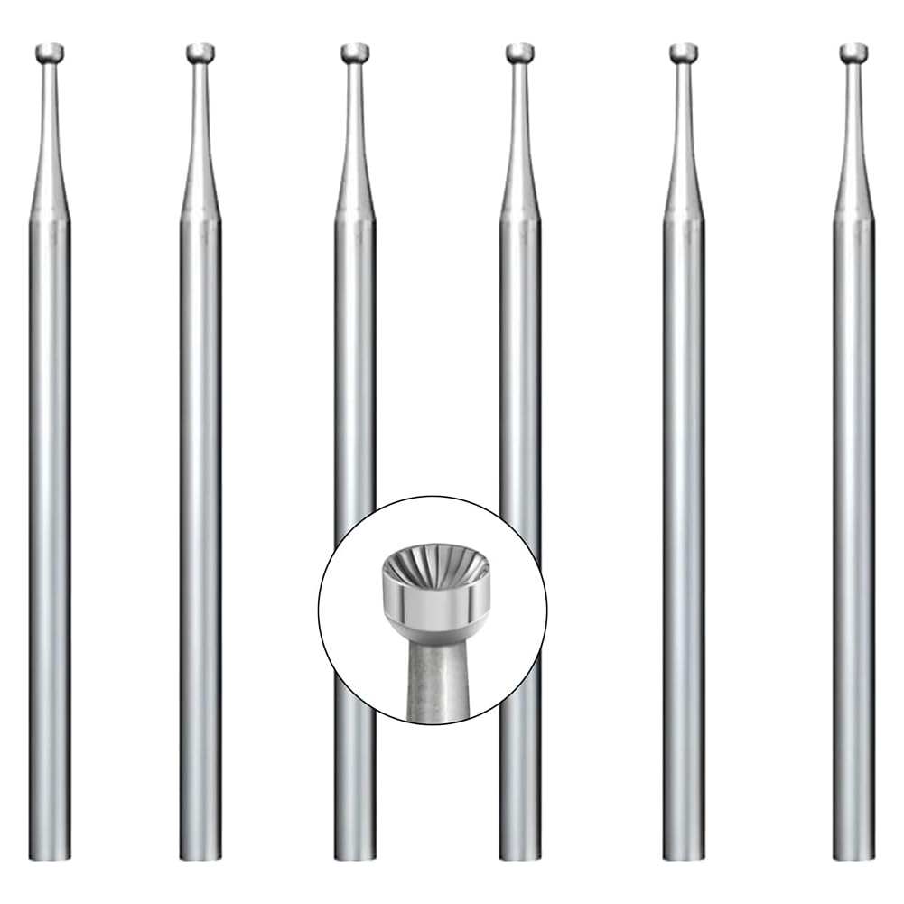 Littimoon 6 Pcs Round Cup Burr - 3/32inch Shank Wire Rounder Bits Jewelry Burs for Lapidary Making