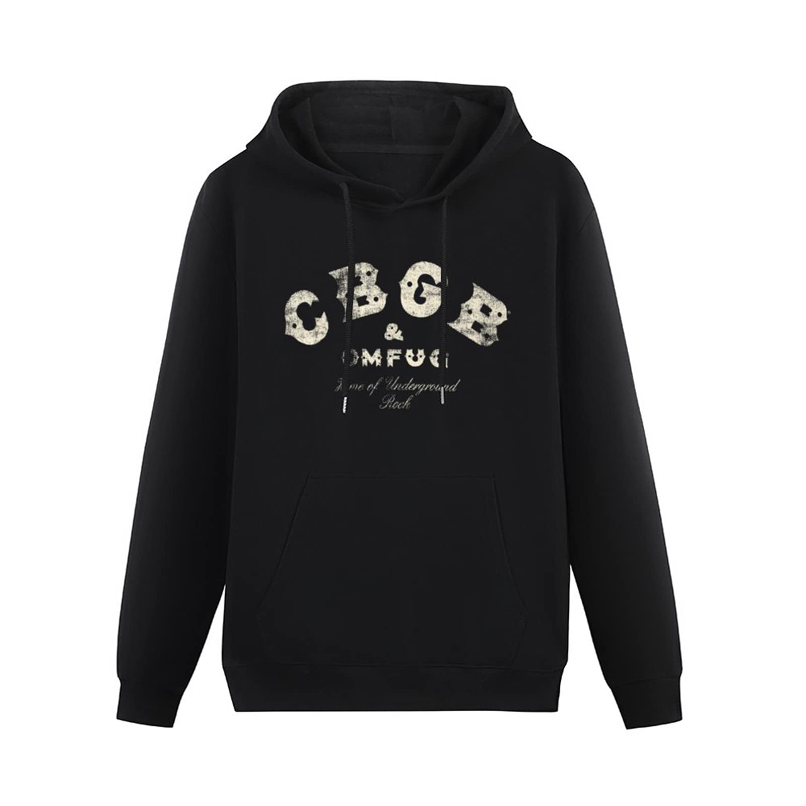 Algem Men's Black Cbgb Underground Rock Hoodies Long Sleeve Pullover Loose Hoody Sweatershirt Size M