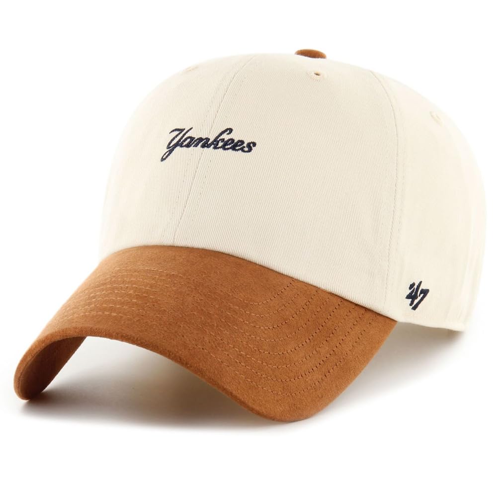 '47 Brand MLB Suede Visor Strapback Cap New York Yankees Beige