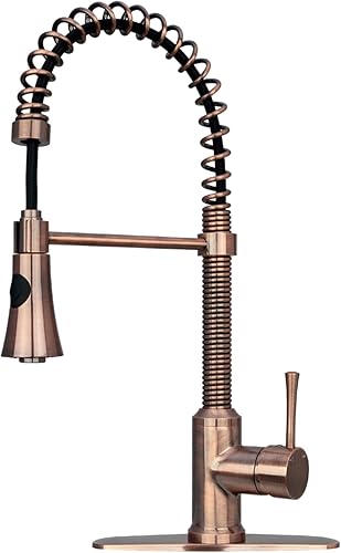 Pulverizador desplegable para fregadero de cocina, estilo moderno, mango único, agujero único (cobre antiguo)