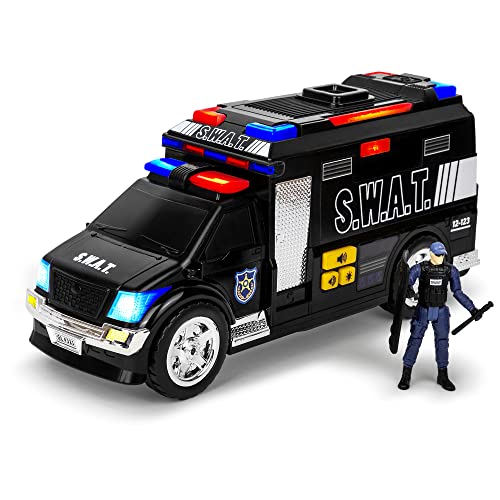 Playkidiz 15'' SWAT Toy Truck, Armored Police Car, Toy Truck for Kids, Lights & Sounds with Accessories, Rescue Role Playset, Play & Learn Toddler Toys Ages 3+