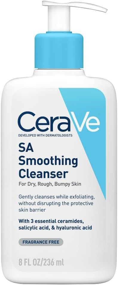 SA Smoothing Cleanser with Salicylic Acid, 3 Essential Ceramides & Hyaluronic Acid for Dry, For Rough & Bumpy Skin, Developed with Dermatologists, 236ml