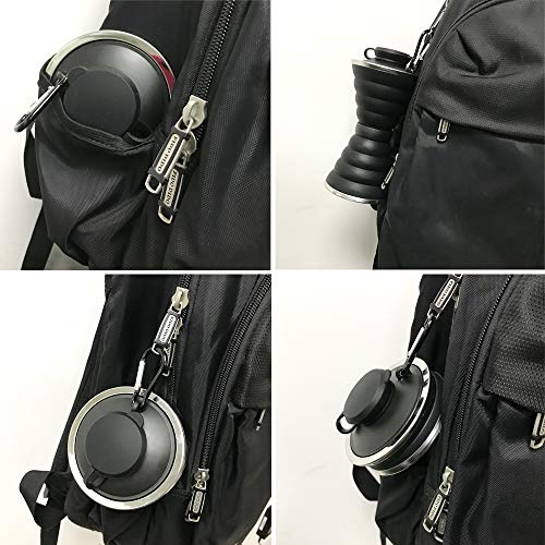 Image of Collapsible Water Bottle, Camping Cup With Carabiner, Reuseable Silicone Foldable Leak Proof Portable Sports Travel Water Bottles For Outdoor, Travel Gym Hiking, BPA Free, Cycling Cups with Carabiner