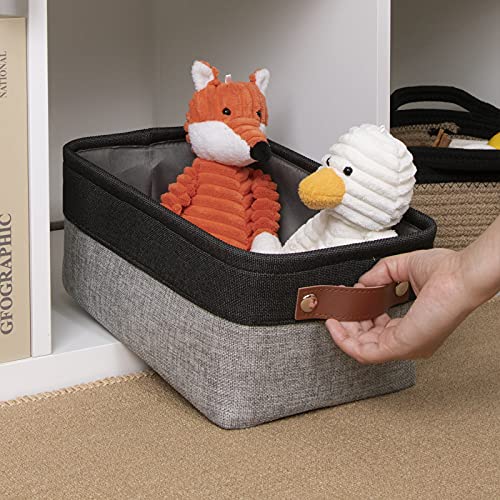 Image of DULLEMELO Small Collapsible Fabric Basket for Organizing, Shelves, Closets, Laundry, Nursery, Decorative Gift Basket (Black&Gray)