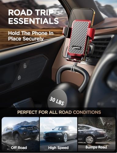 Image of JOYMASS Wireless Car Charger, 15W Fast Charging Auto Clamping Car Charger Cell Phone Holder Mount Vent for iPhone 15 14 13 12 Mini Pro Max 11 XR, Samsung Galaxy S23 Ultra S22 S21+ Note 20, etc - Red