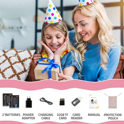 Ficha técnica Cámara Digital FHD 1080P cámara compacta con Tarjeta de 32 GB 48MP Cámara 2.4 LCD 16X Zoom Digital para Kid Estudiante Niños Adolescente Chica Niño Rosa - Fernando Cortés
