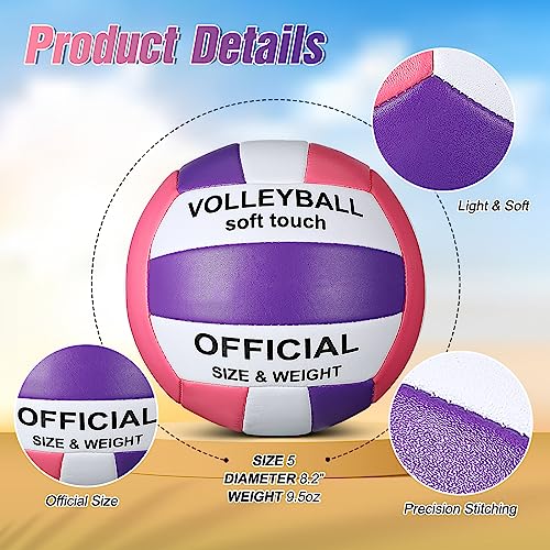 Image of Lenwen 2 Pack Volleyball Official Size 5, Purple, Pink, White