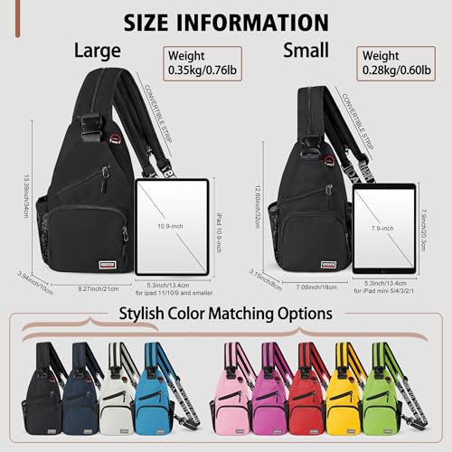 Image of Geestock Convertible Sling Bag for Women Men, Lightweight Crossbody Backpack Daypack Chest Bag Fit 7.9 inch Tablet for Travel, Sport, Hiking & Commute, Black, 7.09inx3.15inx12.60in