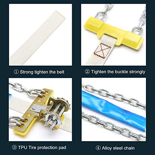 TOTMOX Schneeketten, verstellbare 10 Stück rutschfeste Schneetraktions-Notfall-Auto-Winter-Schnee-Reifenketten, S 165-195 mm