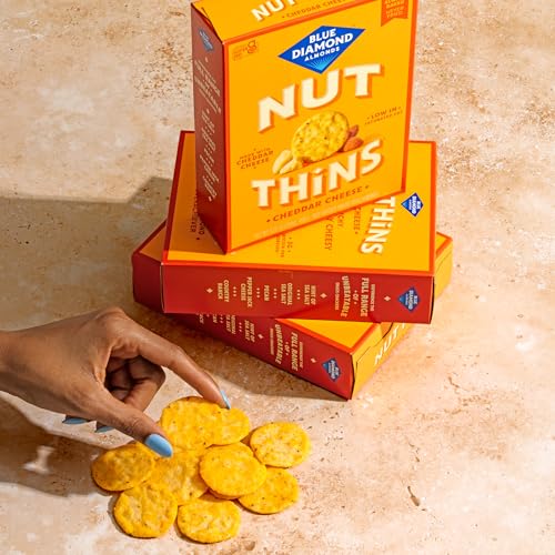 Image of Blue Diamond Almonds Nut-Thins Cracker Crisps, Cheddar Cheese, 4.25 Ounce (Pack of 12)